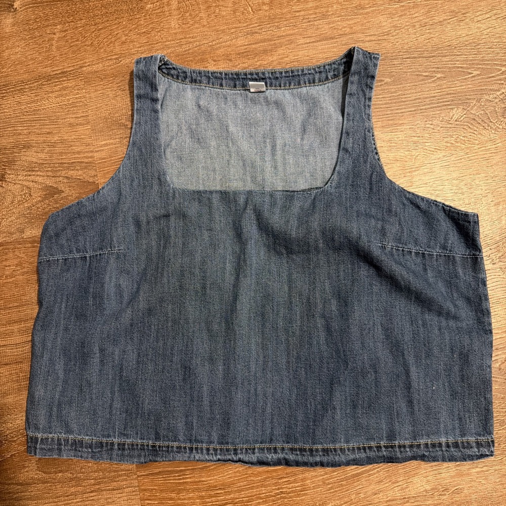 Old Navy Tank Top Womens XL Blue Scoop Neck Sleeveless Denim Cotton Relaxed Fit